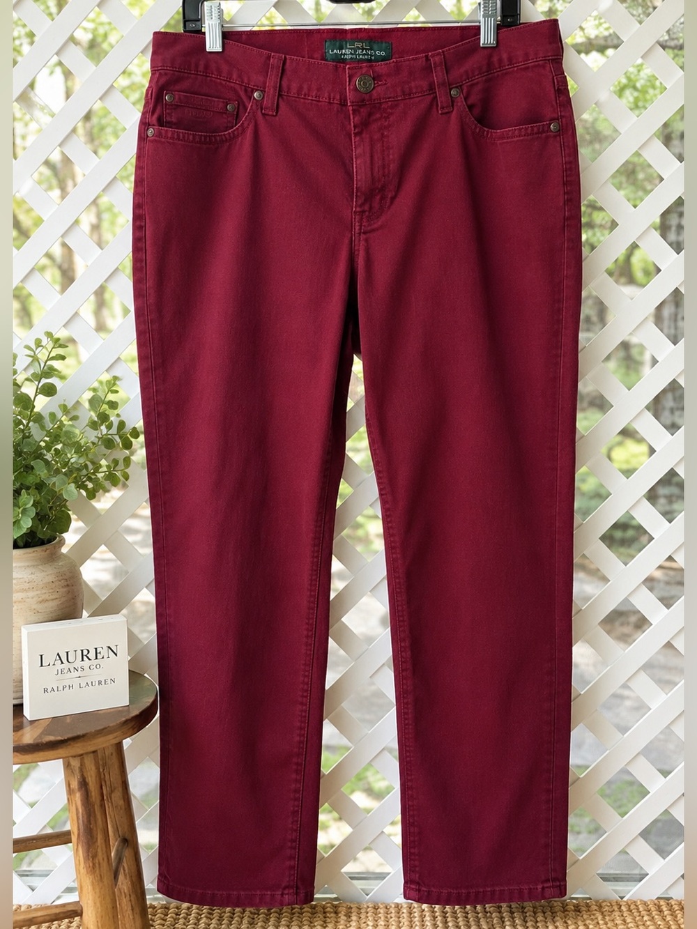 LRL Ralph Lauren 14W Burgundy Modern Straight Stretch Jeans